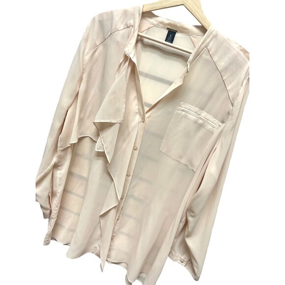 Chico's Black Label Pale Pink Chiffon Button Down Blouse - Picture 1 of 6